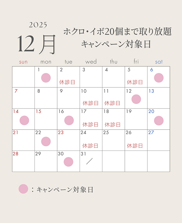 ほくろ取り放題12月カレンダー
